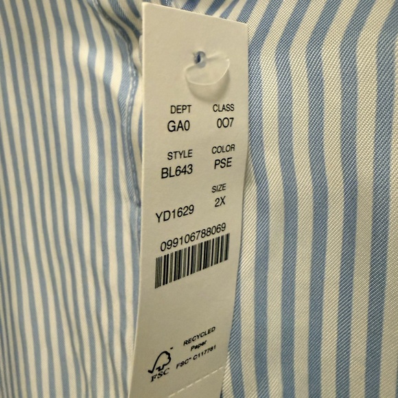 Blue Stripe Ruffle Button Down - Picture 3 of 4